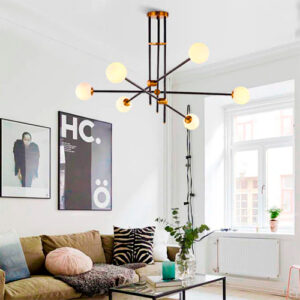 Luminária de Teto Plafon 3 Hastes e 6 Globos