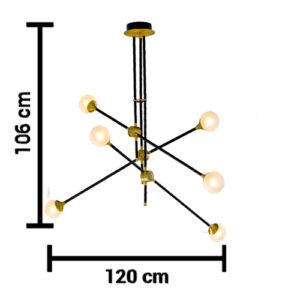 Luminária de Teto Plafon 3 Hastes e 6 Globos