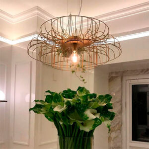 Luminária de Teto Pendente “Lótus” Aramado