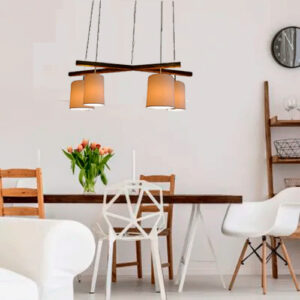 Luminária de Teto Pendente em X de Madeira