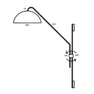 Luminária de Parede Arandela Haste Móvel Cúpula Fixa
