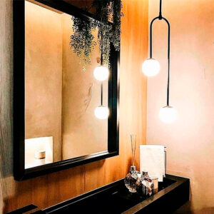 Luminária de Teto Pendente 2 Globos 2 Alturas