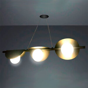 Luminária de Teto Pendente 3 Globos Linear com Folha