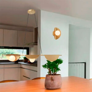 Luminária de Teto Pendente 3 Globos Linear com Folha