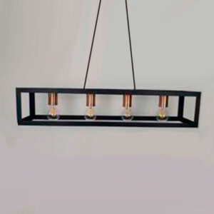 Luminária de Teto Pendente Retângulo 4 Lâmpadas