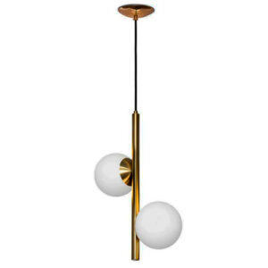 Luminária de Teto Pendente Reto Vertical Globo Duplo
