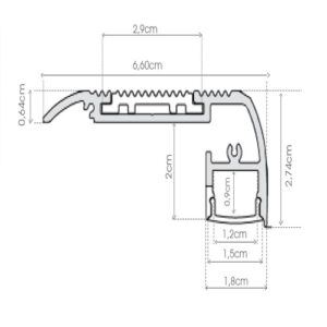 Perfil de Alumínio Sobrepor para Escada - LED Integrado