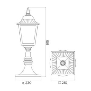 Luminária de Chão Postinho Balizador Lanterna Externa Quadrado