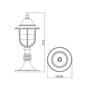 Luminária de Chão Postinho Balizador Lanterna Externa Redondo