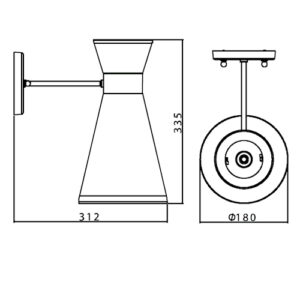 Luminária de Parede Arandela Piro 180