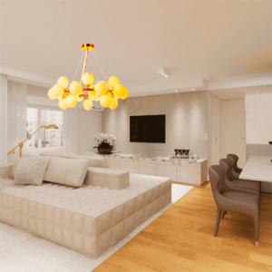 Luminária de Teto Lustre Pendente Redondo com 25 Globos