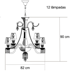 Luminária de Teto Lustre Baccarat 12 Cúpulas