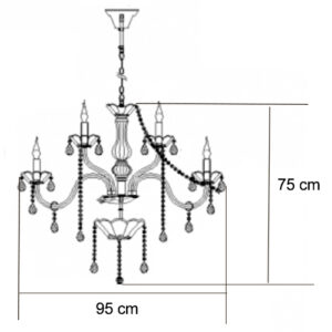 Luminária de Teto Lustre Maria Thereza com Cúpula