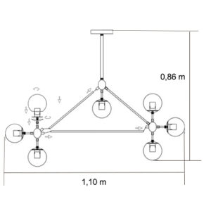 Luminária de Teto Lustre Pendente Volans 10 Globos