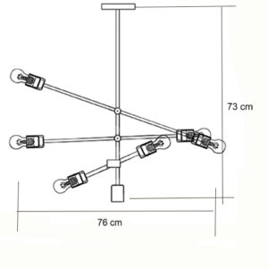 Luminária de Teto Lustre Tijas 6 lâmpadas