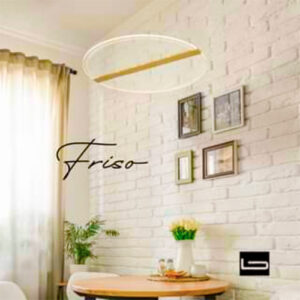 Luminária de Teto Pendente Friso Dourado Grande