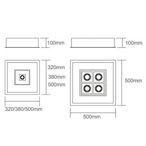 Luminária de Teto Embutido Quadrado Mira