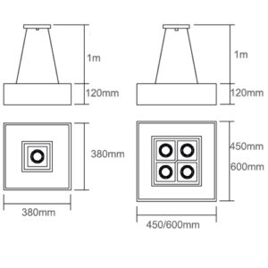 Luminária de Teto Pendente Quadrado Mira