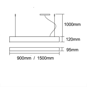 Luminária de Teto Pendente Retangular 4 Tubo LED
