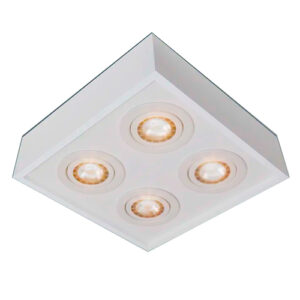 Luminária de Teto Plafon Sobrepor Frente Recuada para 4 Lâmpadas