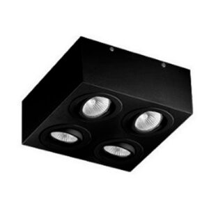 Luminária de Teto Plafon Sobrepor Frente Recuada para 4 Lâmpadas