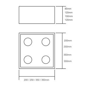 Luminária de Teto Plafon Sobrepor Frente Recuada para 4 Lâmpadas