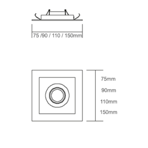 Luminária de Teto Spot Embutido Quadrado Recuado