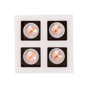 Luminária de Teto Spot Embutido Quadrado Recuado para 4 Lâmpadas