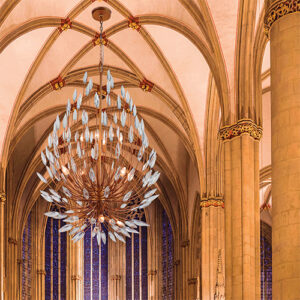 Luminária de Teto Lustre Folhas de Cristal 2