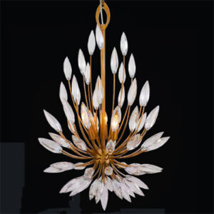 Luminária de Teto Lustre Folhas de Cristal 3