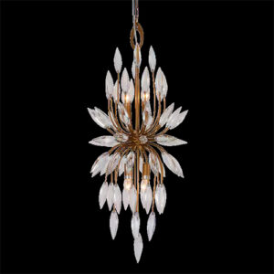 Luminária de Teto Lustre Folhas de Cristal