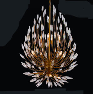 Luminária de Teto Lustre Folhas de Cristal 5