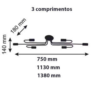 Luminária de Parede Plafon Tubular 6 Lâmpadas Ferri1