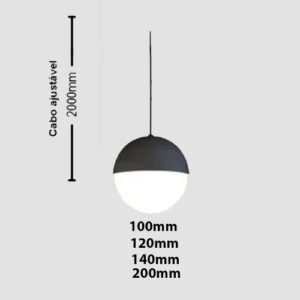 Luminária de Teto Pendente Meio Globo1