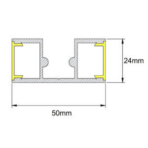 Perfil de Sobrepor Linear Duplo Faxo de Luz com Difusor 5cm1