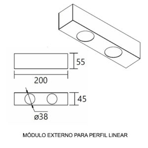Sistema Perfil de Embutir Linear Alumínio Extrusado 7,4cm7