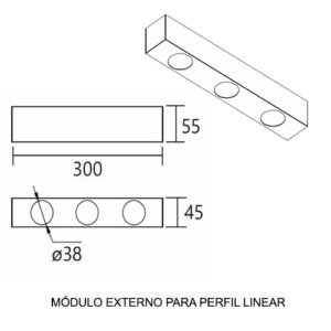 Sistema Perfil de Embutir Linear Alumínio Extrusado 7,4cm9