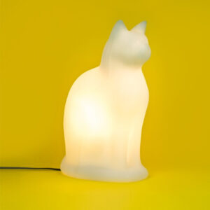 abajur_infantil_Polietileno_gato_branco_amarelo