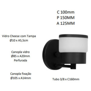 arandela_Cheese_tampa_preto