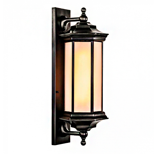 Este é um aplique de parede hexagonal clássico (frequentemente chamado de "Arandela Sextavada") projetado para uso externo. Apresenta uma silhueta tradicional de lanterna com um acabamento fosco moderno.