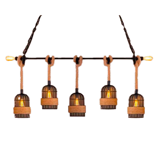 Lustre Corda Rústica 5 Lâmpadas