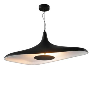 Pendente Flux em alumínio preto com iluminação LED centralizada