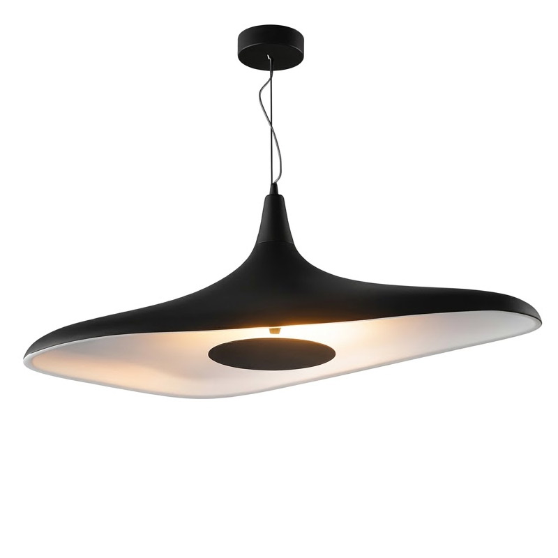 Pendente Flux em alumínio preto com iluminação LED centralizada